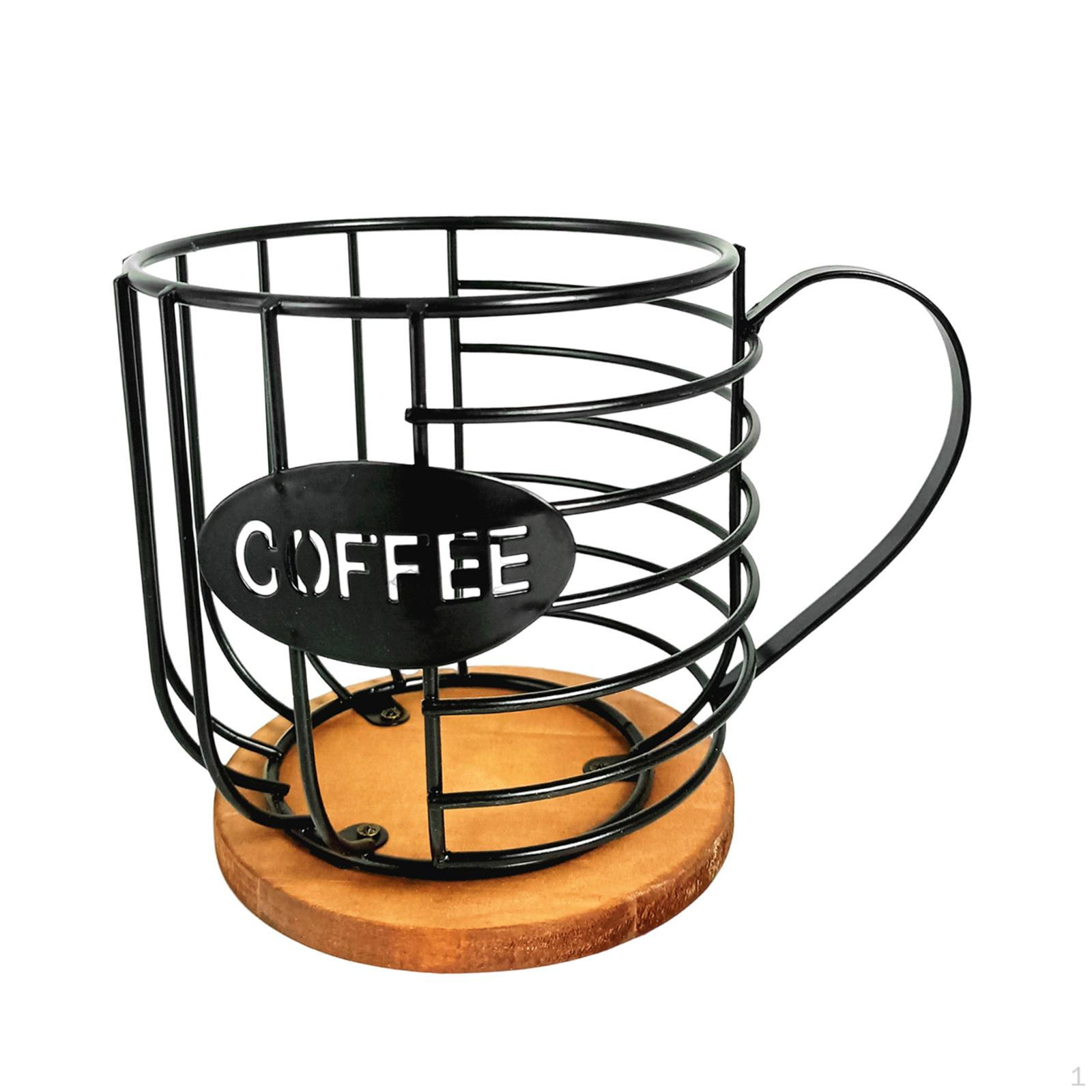 

Контейнер-тримач для кавоварки з ручкою, дерев’яна основа з сучасним декором кошика