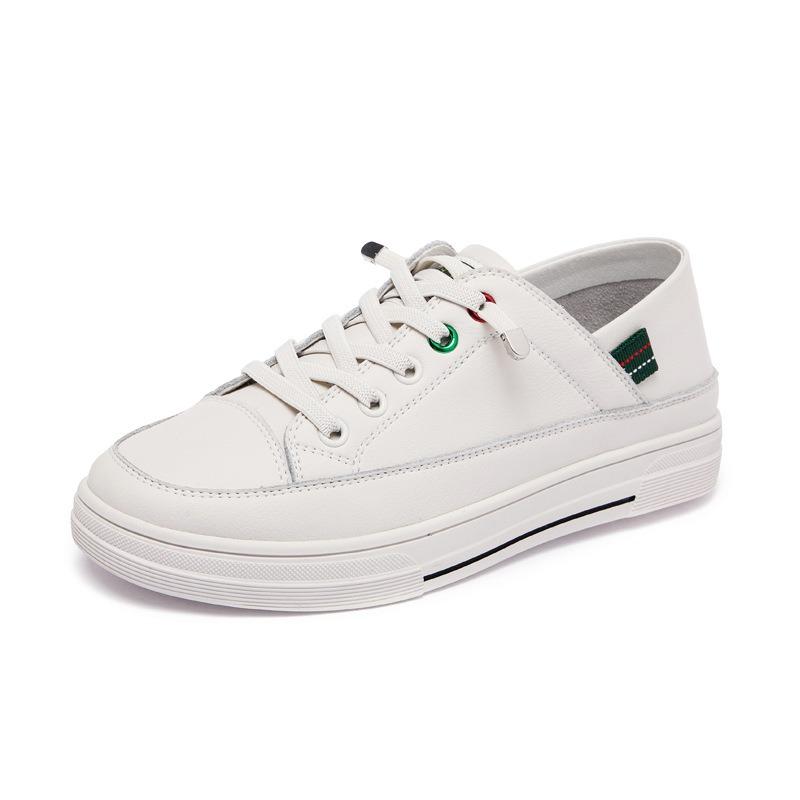 

Spring new cowhide little white shoes casual single shoes flat-soled feet two wear women s shoes low-top student shoes 40 бежевий