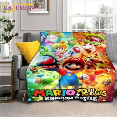 Mario Bros 3D tlačená umelá deka na posteľ, turistiku, piknik, hrubá prikrývka, módne prehozové deky