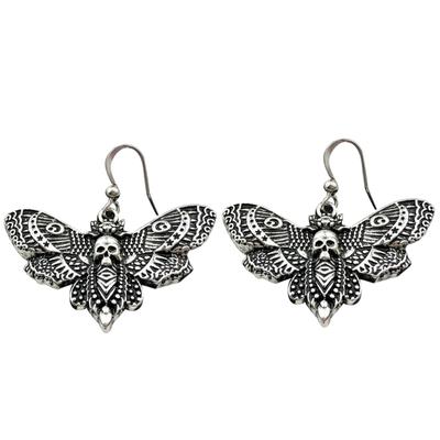 Goth Gothic Death Skull Moth Chain Earrings for Men Women Pendant Choker Earrings Vintage Punk Jewelry New Fashion