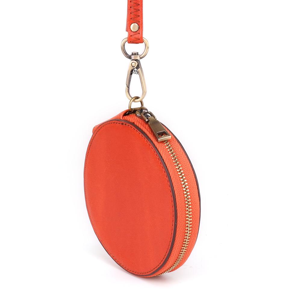 Runde Mini-Geldbörse aus echtem Leder - Lässig, niedlich, multifunktional, kleine Hängegeldbörse