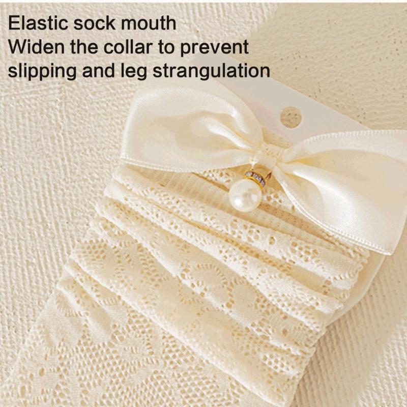 Fashionable Sweet Style Socks Lace Bowknot Decorations for Kids Lightweight Summer Calf Length Socks for Girls