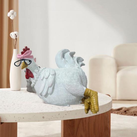 Dobré ráno Kuřecí figurka Pryskyřice Sedící Ležící Slepice Socha Socha Domácí kancelář Stolní polička Dekorace Ornament Festival Dárek