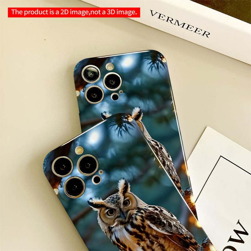 2DFlat Owl on Branch with Lights All inclusive film hard iPhone case, compatible with iPhone 18 Pro Max 17 16 15 14 13 12 11