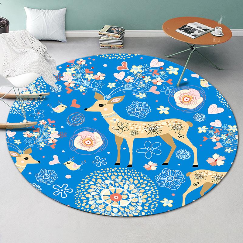 Decorative Carpet Cartoon Printed Area Rugs Round Carpet for Living Room Floor Mat Anti-Slip Mat
