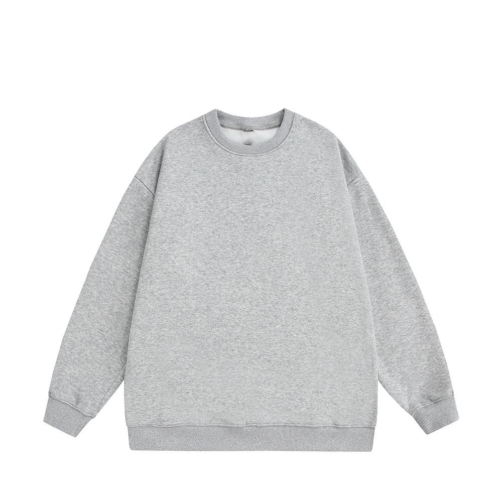 Autumn 2025 Men's Plus Size Loose Round Neck Solid Color Long Sleeve Hoodie