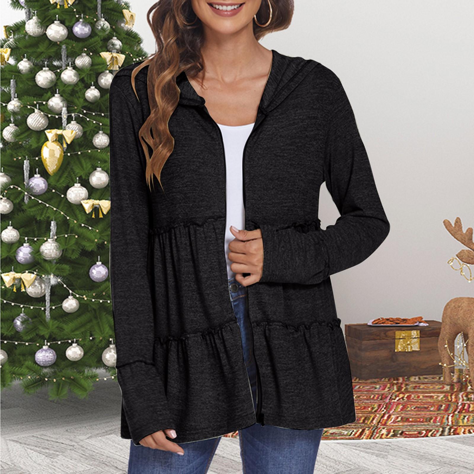 

Жіноча толстовка на блискавці з капюшоном, плісирована багатошарова спортивна куртка, куртка з довгими рукавами XXL