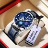 POEDAGAR Luxus Herren Armbanduhr Business Sternenhimmel Quarz Herrenuhr Wasserdicht Leucht Chronograph Datum Herrenuhren Leder