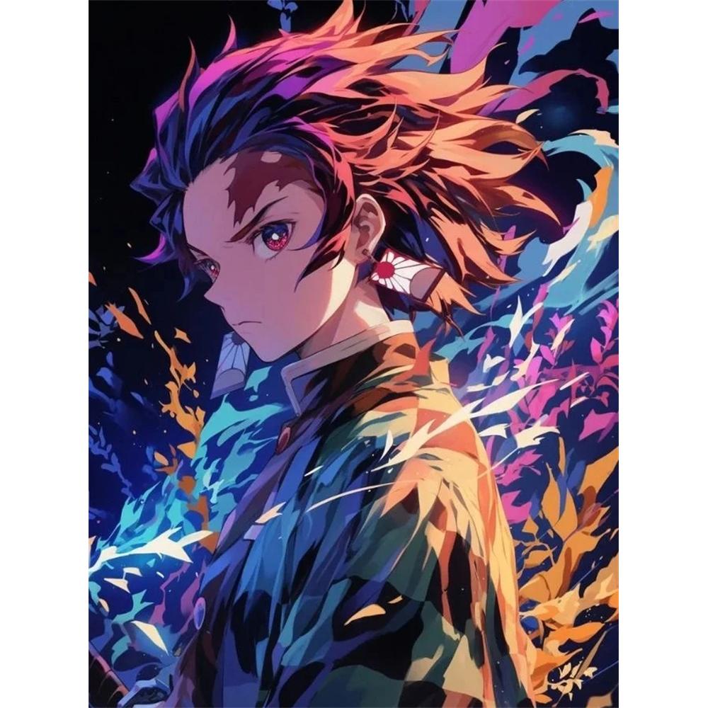 

Вбивця демонів 5D Алмазна мозаїка Kimetsu No Yaiba Алмазна вишивка Повна алмазна мозаїка Мистецтво DIY Танджіро Домашній декор Картина Round 40x50cm