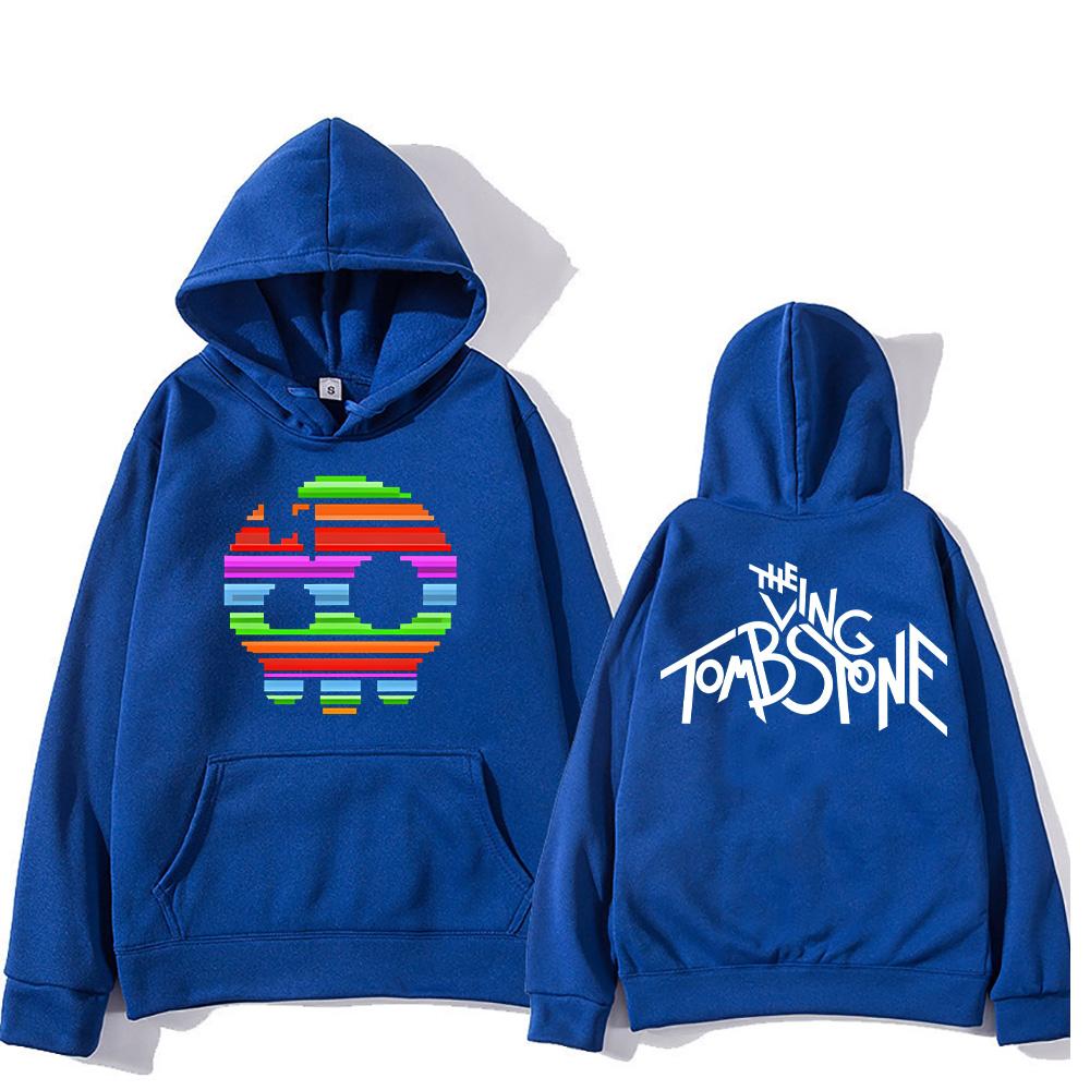 The Living Tombstone Rainbow Skull Hoodie The Living Tombstone Skull Humorous Graphic Sweatshirts Unisex Long Sleeve Pullovers