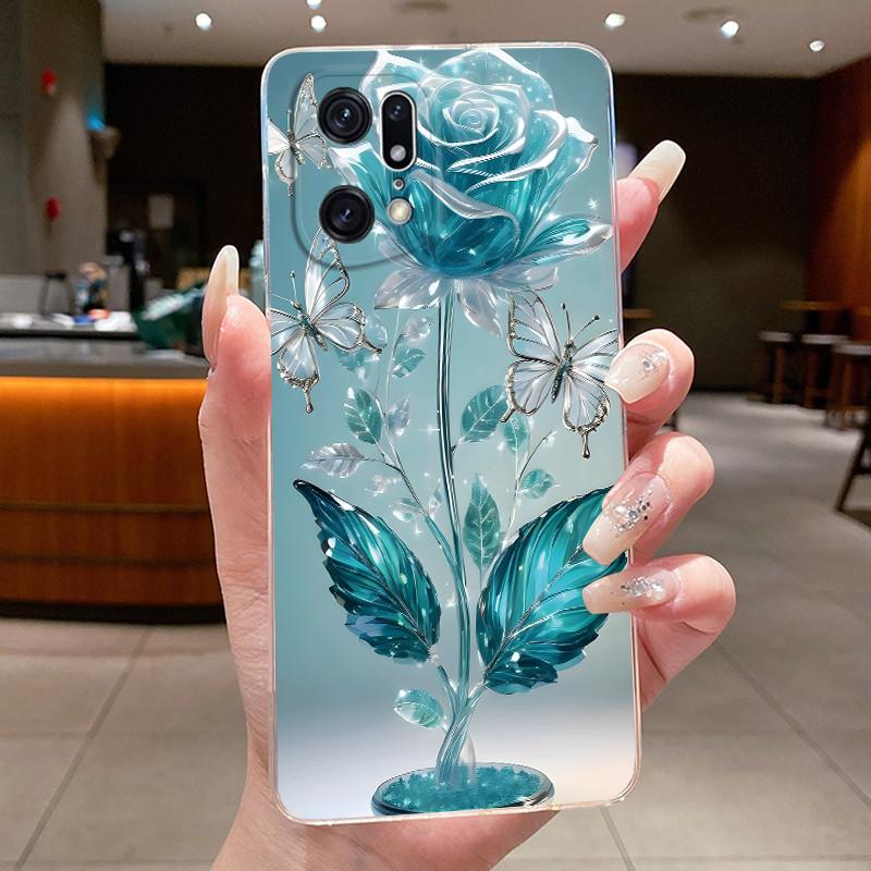 Phone Case For OPPO Find X5 Pro Flower Butterfly Case Capa For OPPO Find X5 Coque Transparent Funda Soft Silicone TPU Back Cover