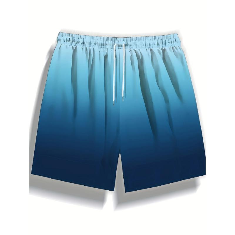 Gradient print men's casual fashion sports shorts loose and comfortable gym men's swimwear beach shorts