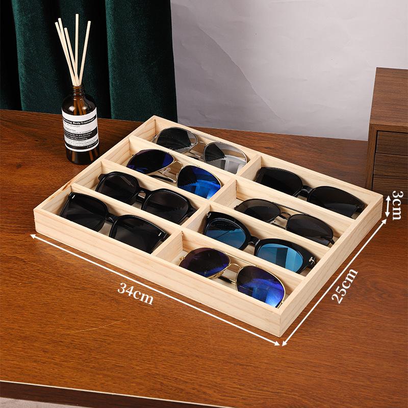 8 Compartment Solid Wood Jewelry Storage Tray Minimalist Multi-Grid Ornament Organizer Tray For Earring Ring Necklace Accessorie