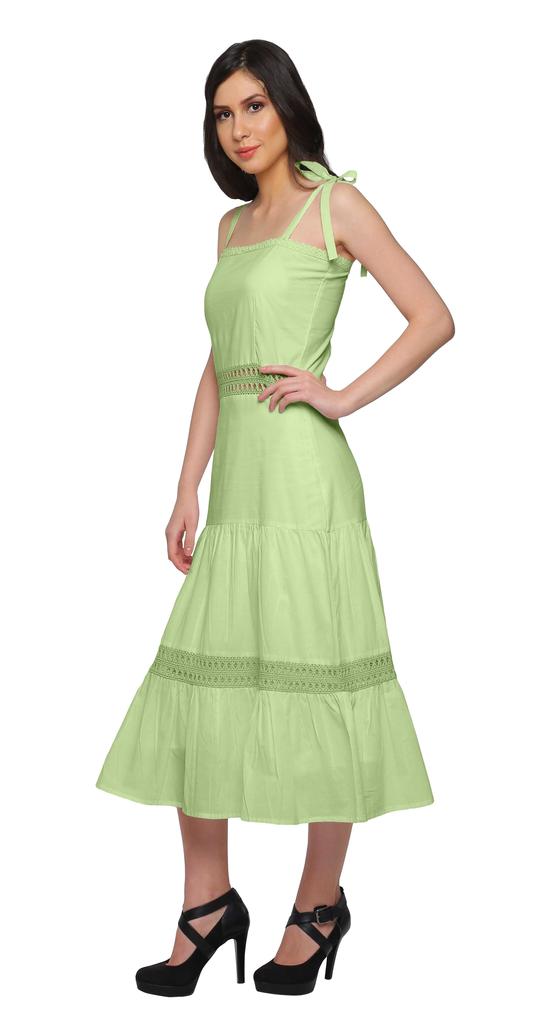 Moomaya Solider verstellbarer Schultergurt Damen Lässiges ärmelloses langes Kleid