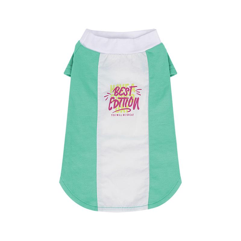 

Pet spring and summer clothes color matching printing small flying sleeves two legs backing light and breathable Schnauzer than bear puppy clothes 2XL зелёный