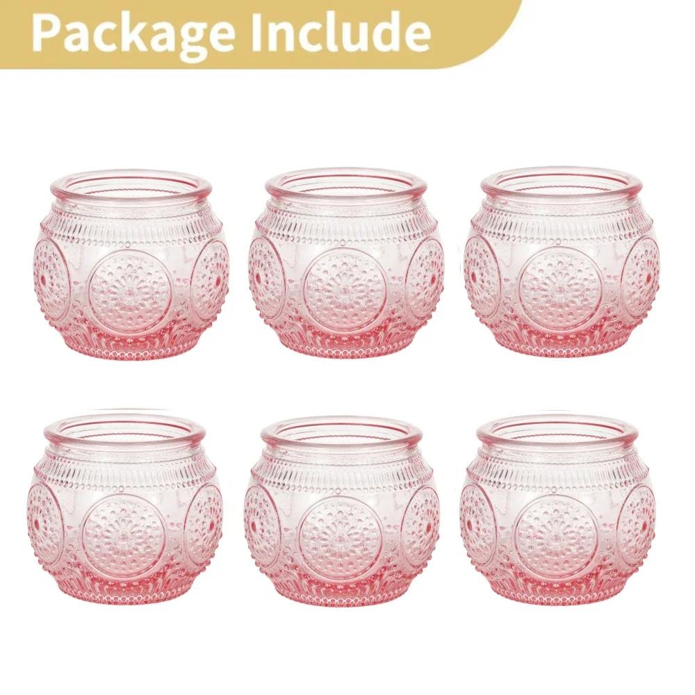 6/12Pcs Votive Glass Candle Holders Centerpiece Table LED Tea Light Candlestick for Home Birthday Wedding Party