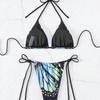 2025 Brazilian Print Tie-Up Thong Bikini Set