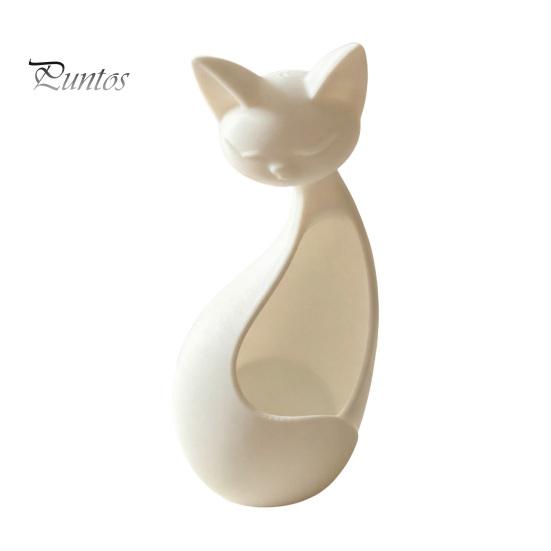 Matte White Ornaments for Entryway Minimalist Abstract Sleeping Cat Statue, 3D Printed Hollow Ornament Healing Atmosphere Room Decor Tabletop