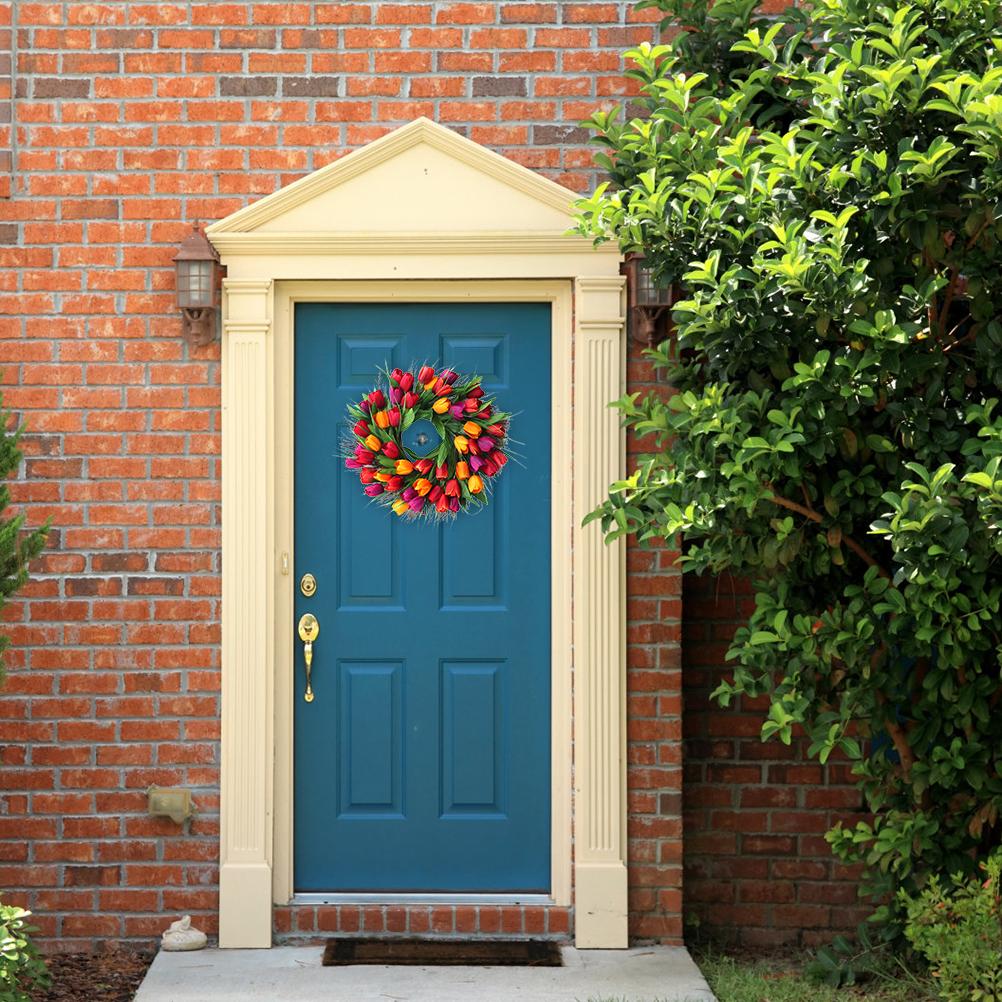 Artificial Tulip Wreath Spring Door Wall Decor
