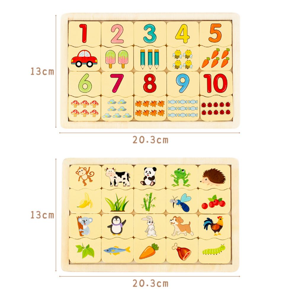Wooden Matching Puzzle Number Animal Cognitive Match Game Montessori Toy Memory Training Jigsaw for Children Early Education