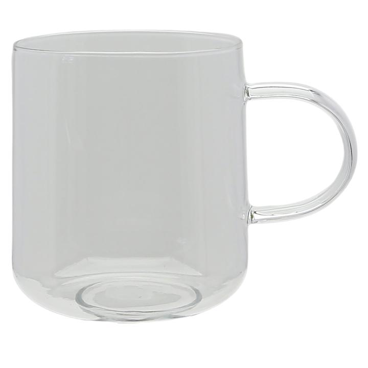 GLASS MUG FOR COFFEE AND TEA 330 ml. 9 cm TRANSPARENT