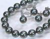 [Your and My Jewelry Box] Black Pearl Necklace and Earrings Set - Peacock Color  Black Mother-of-Pearl Pearls 10.0mm Up, 42cm Size Made In Japan
