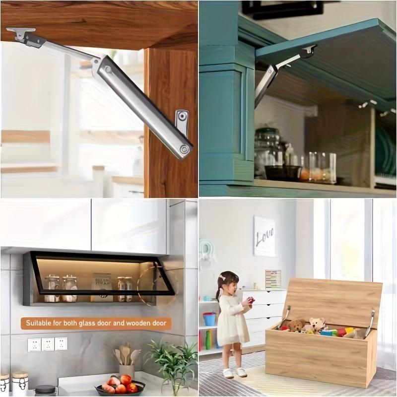 1pc Heavy-Duty Adjustable Hinge with Free-Stop Bracket Polished Metal Finish, One-Handed Operation for Safe Cabinet Door