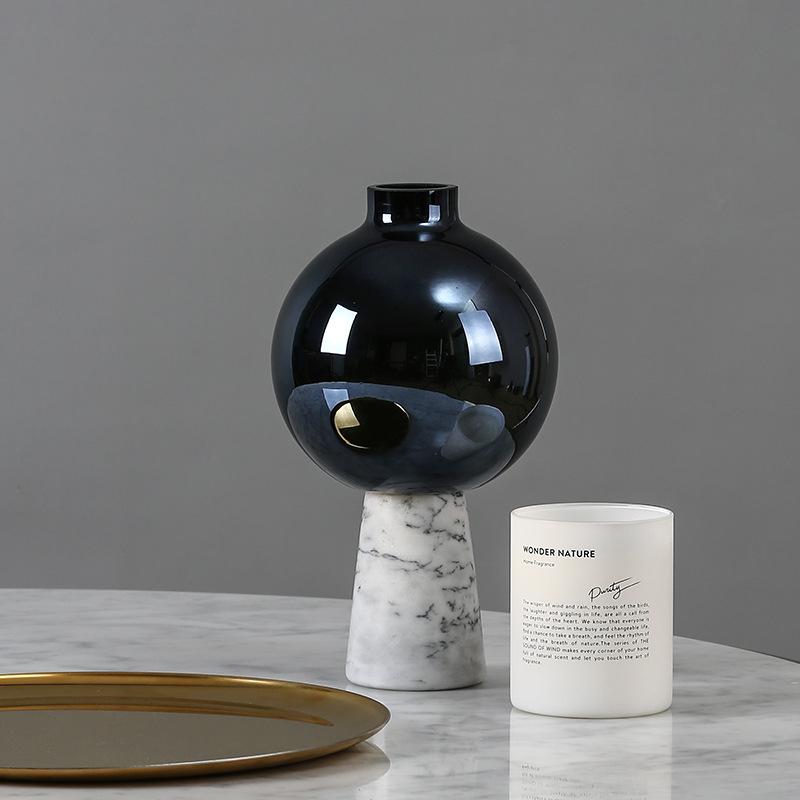 Vaso de Vidro Mármore Círculo Geométrico Estrela Flor Vaso Artesanato de Vidro Ornamentos Acessórios para Arranjo de Flores Decoração de Casa