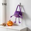 Kids Halloween Role Play Accessories Pumpkin Candy Basket with Handle, Soft Plush Trick or Treat Bag for Kids, Decorative Party Supply Holders