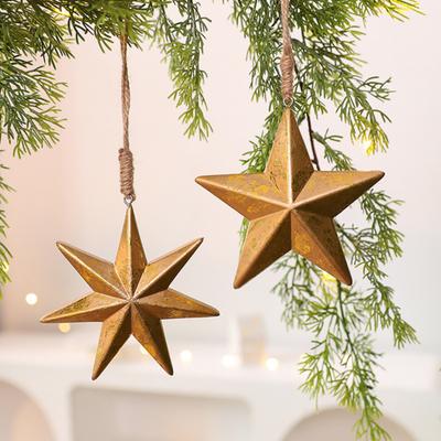 Weihnachtsanhänger Rustikaler Holz Eichel/Stern Hängeanhänger Wald-Themen Weihnachtsdekoration für Baum Kamin Bauernhaus-Dekor