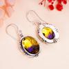 Ametrine 925 Sterling Silver Earring V406, Yellow & Purple Earring, Oval Earring, Valentin's Day Gift, Gift For Her, Birthday Gift, Handmade Jewelry,