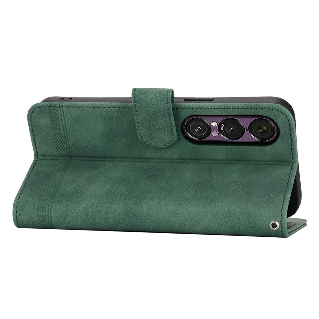 DIERFENG DF-03 For Sony Xperia 1 VII Case Lines Imprint Wallet Leather Phone Cover