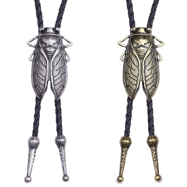 Bolo Tie for Men Western Cowboy Style Necktie with Carved Cicada Buckle Decors