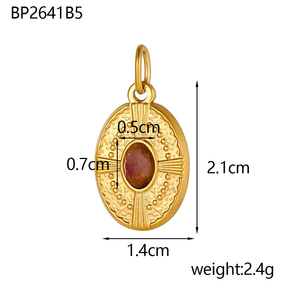 CARLIDANA Luxury Gold Plated Stainless Steel Charm Evil Eye Oval Heart Flower Colorful Natural Stone DIY Jewelry Making Women