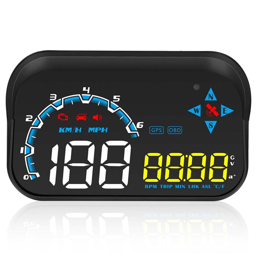 M20 Head Up Display Car Universal Dual System 3.5 Inches HUD, Speedometer OBD2 GPS Interface, Speed MPH, Engine RPM, Compass, OverSpeed Warning