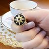 Golden Royalty Star With Stones Ring Europe Fine Jewerly For Women Autumn Lucky Gift In   Copper