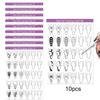 10 ks Papír na cvičení linek pro nail art Šablona na kreslení a malování Kniha pro učení Manikúrní nástroje Průvodce UV gelovým lakem Doplňky na nehty