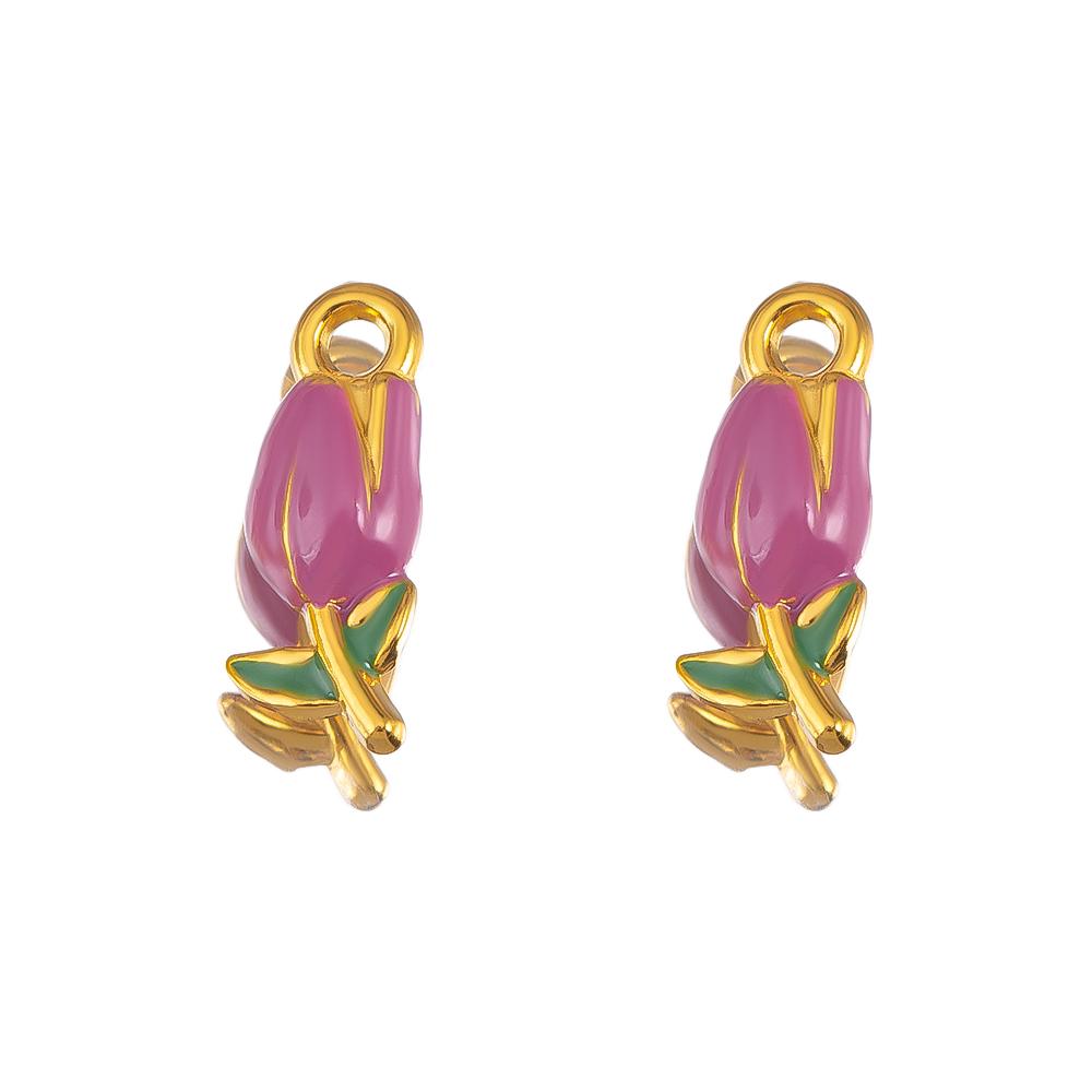 2pcs Stainless Steel 304 Multi-Design Enamel Pendant Lavender Purple Series For DIY Necklace Earrings Jewelry Findings Accessory