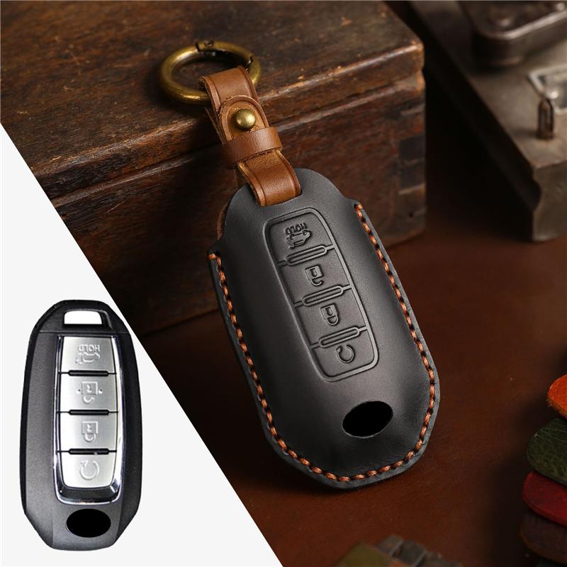 Leather Car Remote Key Cover Case Holder Shell Keychain Keyring Bag Fob For Infiniti New Q50L Q70L QX50 G25 FX35 QX60 QX55 Q60