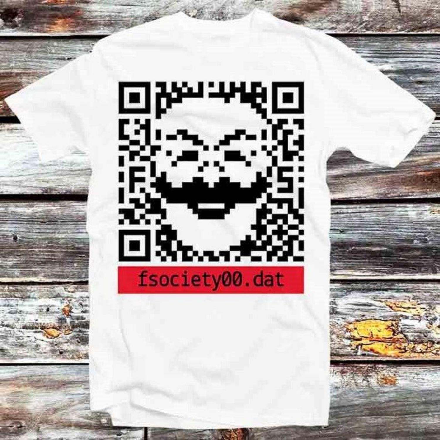 230 г/м2 100% хлопок QR-код штрих-код Fsociety Evil Corp Эллиот Хакер Мистер Робот футболка винтаж ретро крутой подарок унисекс мультфильм аниме топ футболка B1053 S чёрный