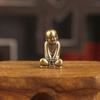 Vintage Mini Brass Zen Monk Statue Collectible Tea Pet for Office Desk Yoga Room Meditation Decor