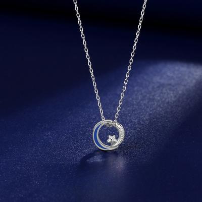 Romantic Galaxy Necklace Women's Versatile Light Luxury Niche Design Sense A Three-Belt Star and Moon Pendant
