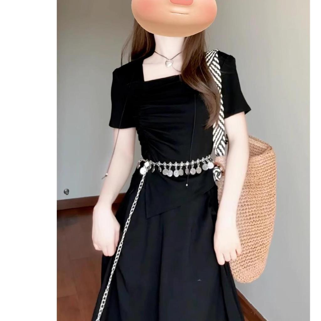 2026 Graues Petite Französisches High-End Langes Sommerkleid für Damen