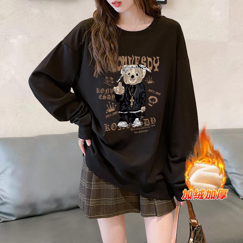 2025 new popular European products loose small man velvet thickened round neck no hat sweater women's spring, autumn and winter models