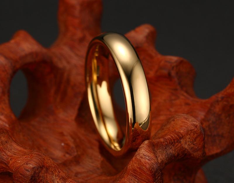 Smooth Stainless Steel Couple Rings Gold Color Simple 4MM Women Men Lovers Wedding Jewelry Engagement Gifts Personalized