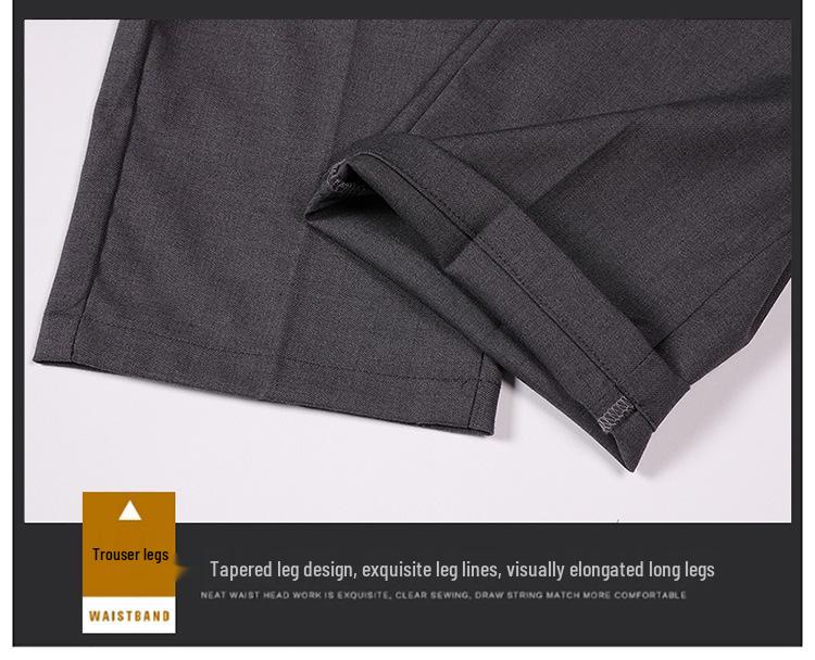 Men's Elastic Slim Fit Business Casual Black Straight-Leg Trousers