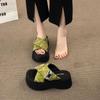 Fashion Shoes Woman 2025 House Slippers Platform Pantofle Low Luxury Slides New Designer Cotton Fabric Fashion Rome Rubber Scandals Hoof