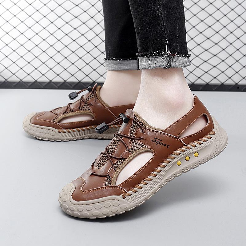 Fashion New Men's Sport Closed Toe Sandals Summer Outdoors Hiking Mesh Shoes Breathable Fashion Casual Sneakers Soft Bottom Male Flats