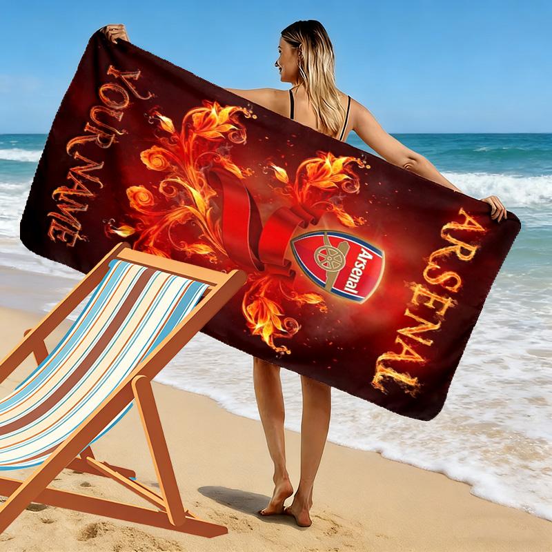 Name Custom FC Logo Arsenal Print Beach Towel, Large Soft Quick Dry Towel for Beach Camping Swimming