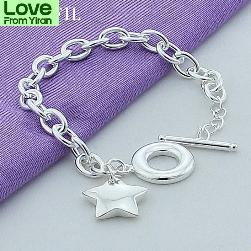 925 Sterling Silver Star To Buckle Charm Bracelets Chain For Women Fashion Wedding Engagement Fine Jewelry